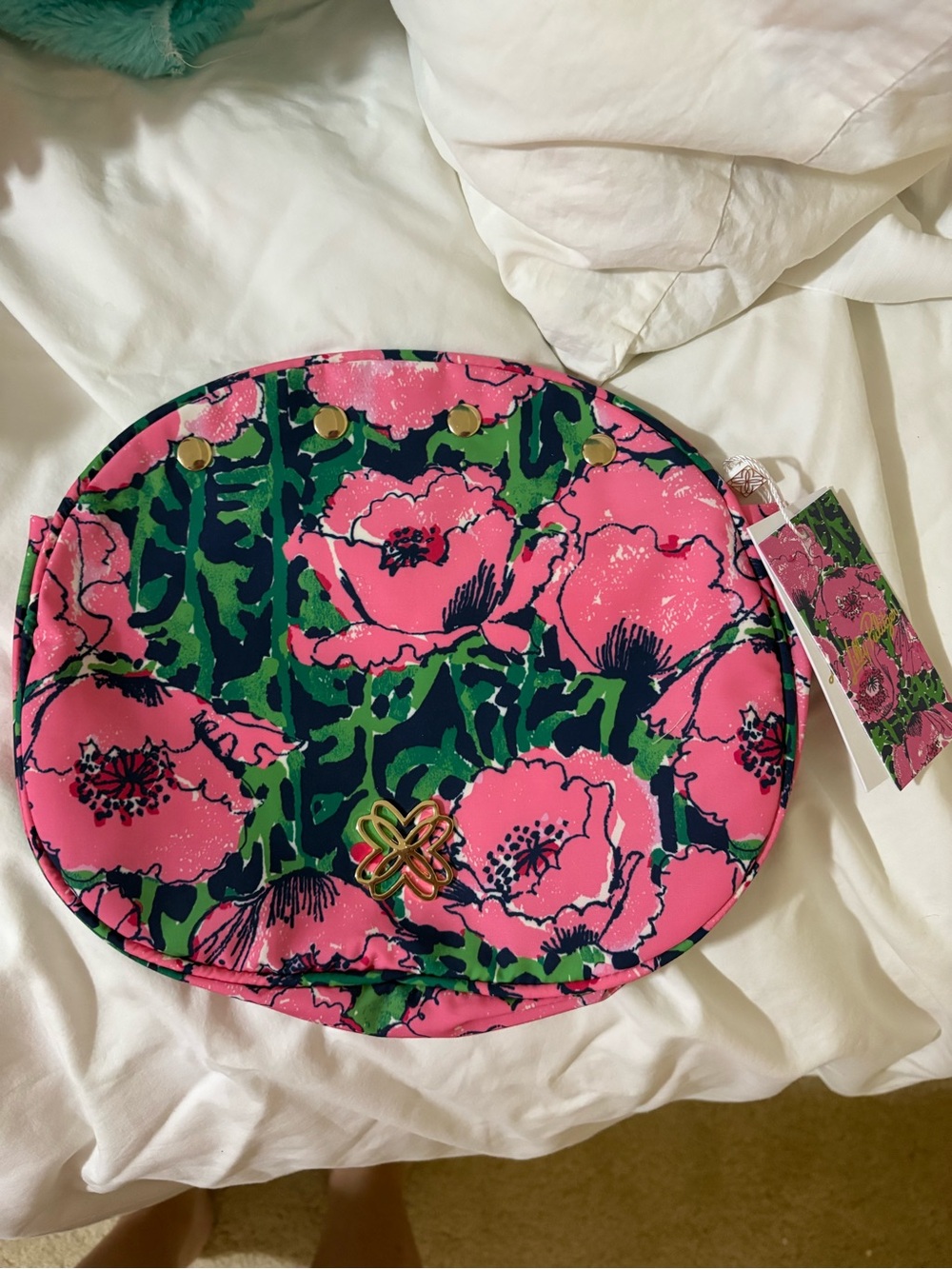NWT Lilly Pulitzer Floral Pink & Green Round Bermuda Bag Cover